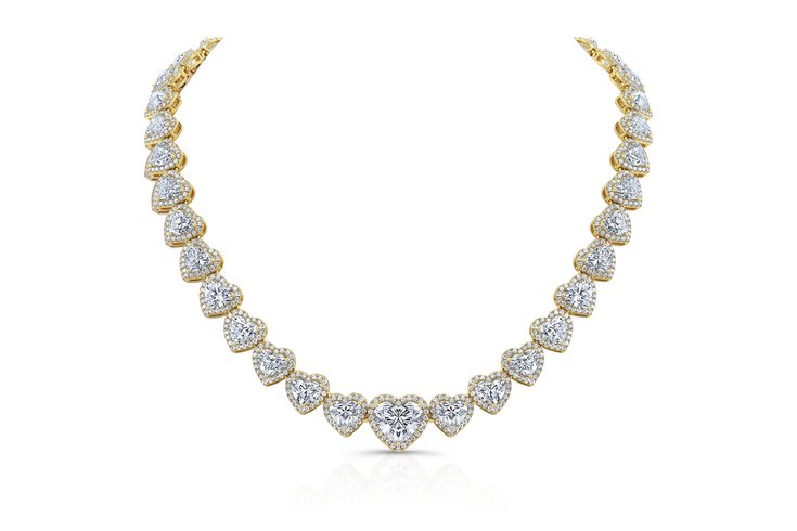 Amden Jewelry heart-shape diamond riviera necklace in yellow gold at Time & Shine Edmonton