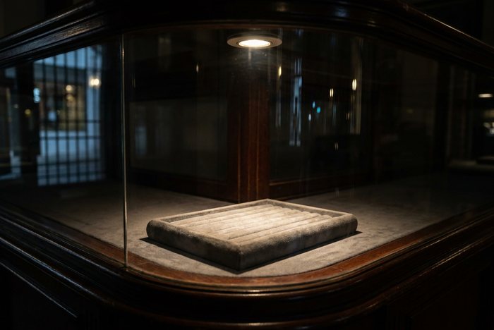 Empty jewellery display case after a smash-and-grab robbery