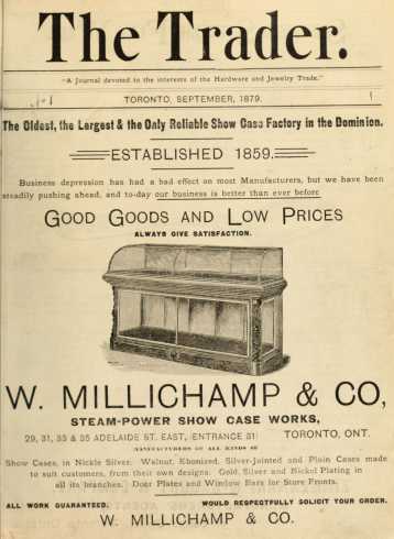 Front page of The Trader, Toronto, September 1879, the first issue of Canadian Jeweller Magazine